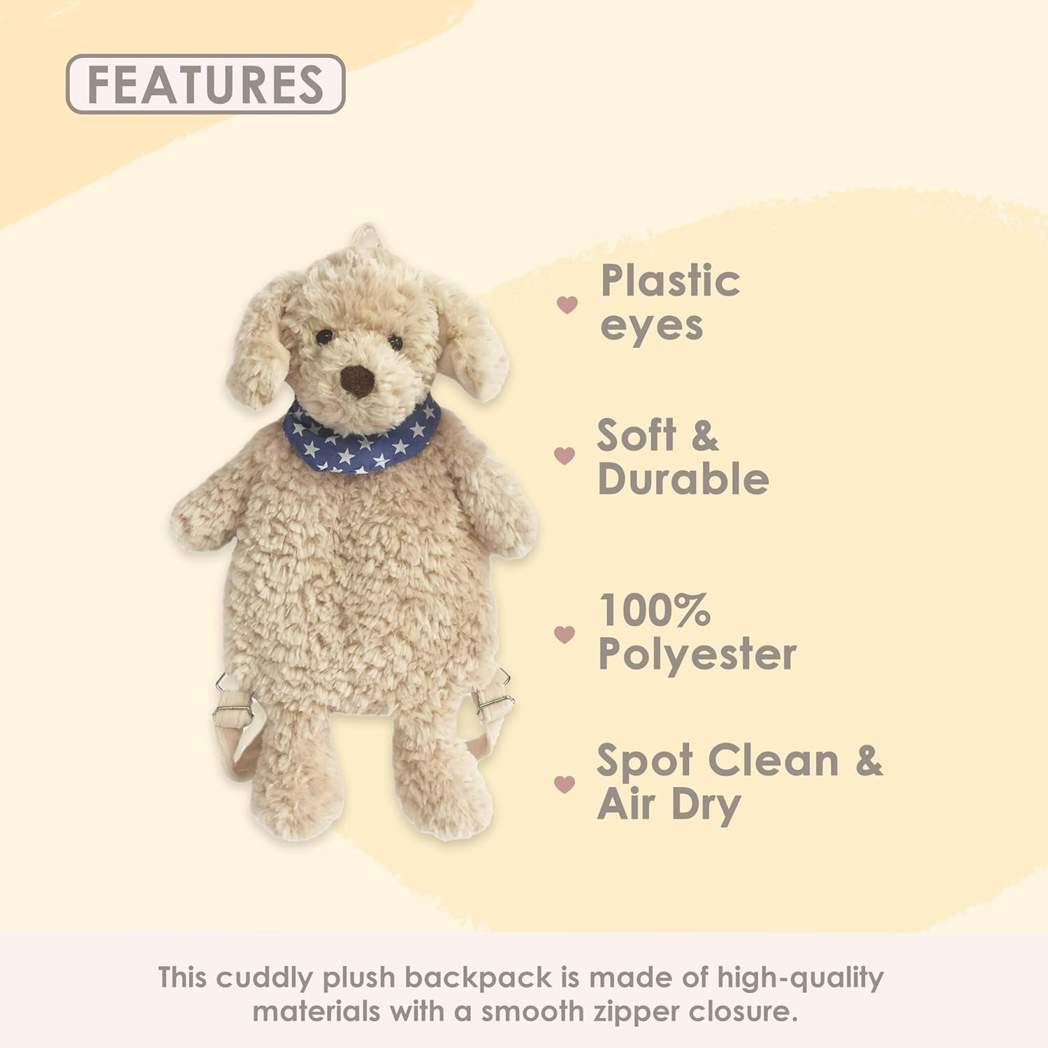 MON AMI Bentley Goldendoodle Soft Plush Backpack – 21”, Toddler Backpack for Boys Girls, Kids Everyday Travel Backpack, Adjustable Straps, Ideal Gift for Christmas