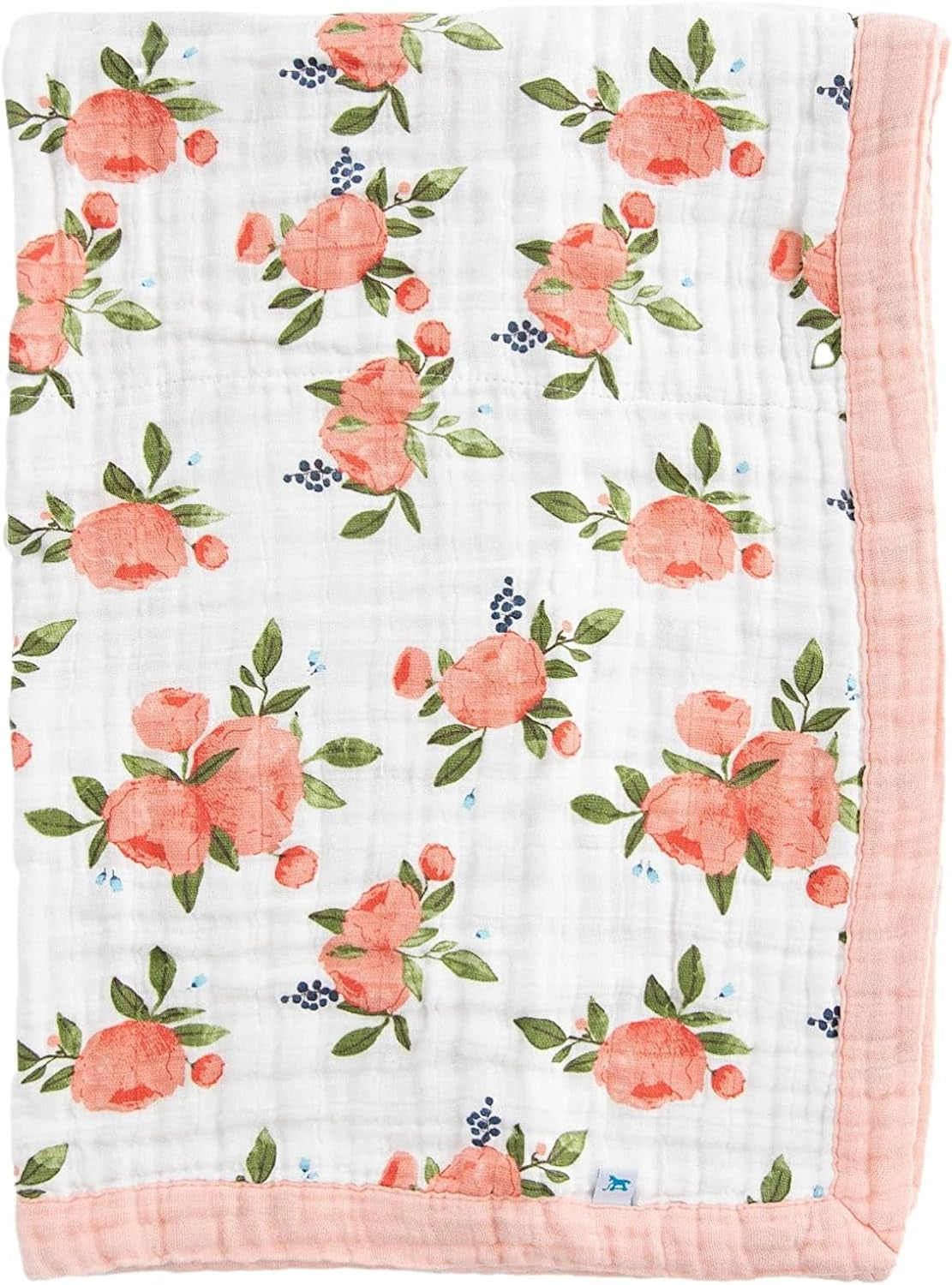 Little Unicorn Watercolor Roses Cotton Muslin Quilt Receiving Blanket | 100% Cotton | Super Soft | Babies and Toddlers | 30” X 40” | Machine Washable