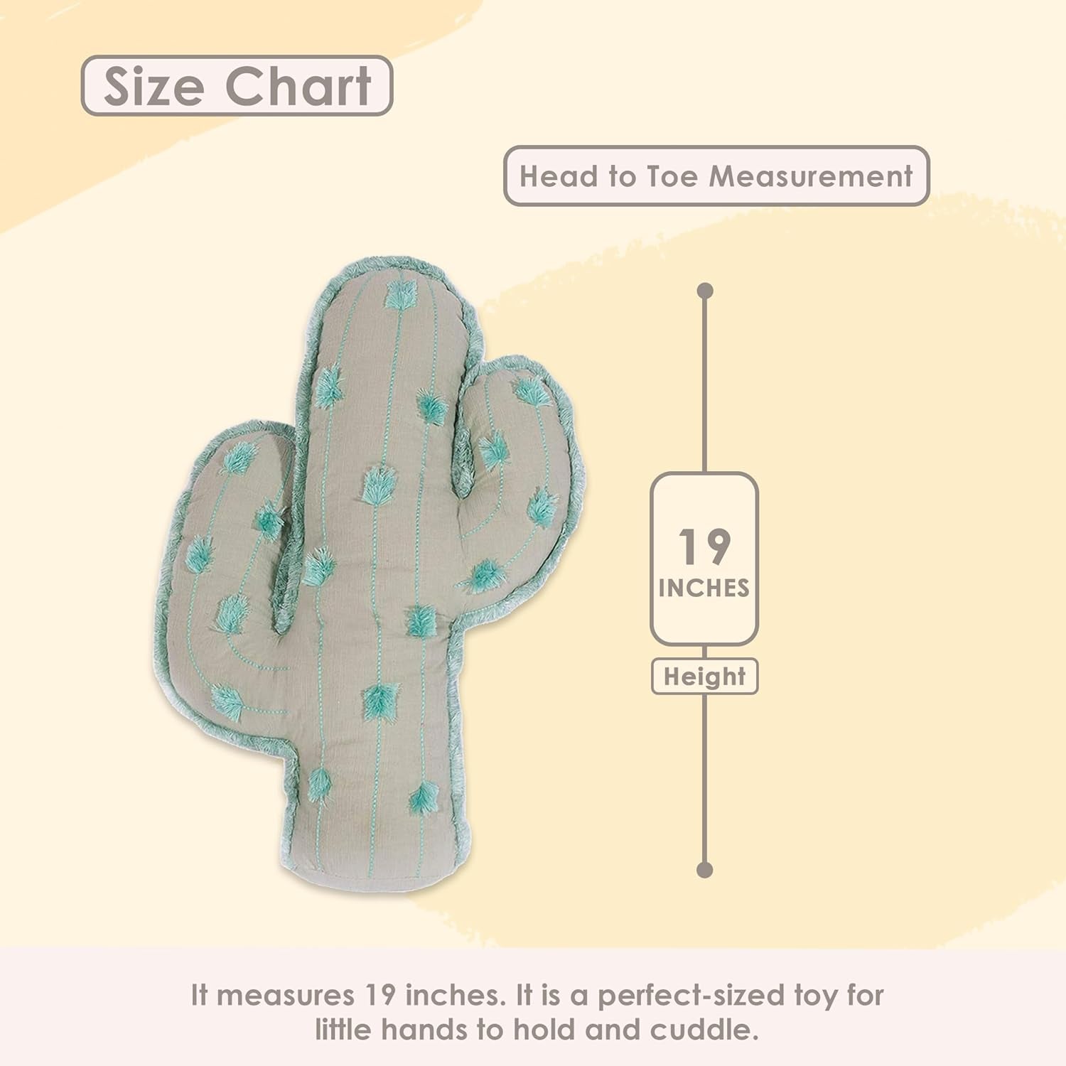 Mon Ami Soft Plush Cactus Toy, Turquoise, 1Pc, Green - 19", Huggable Cactus Shaped Pillow, Decorative Accessory Cushion for Nursery, Child’S Bed/Couch