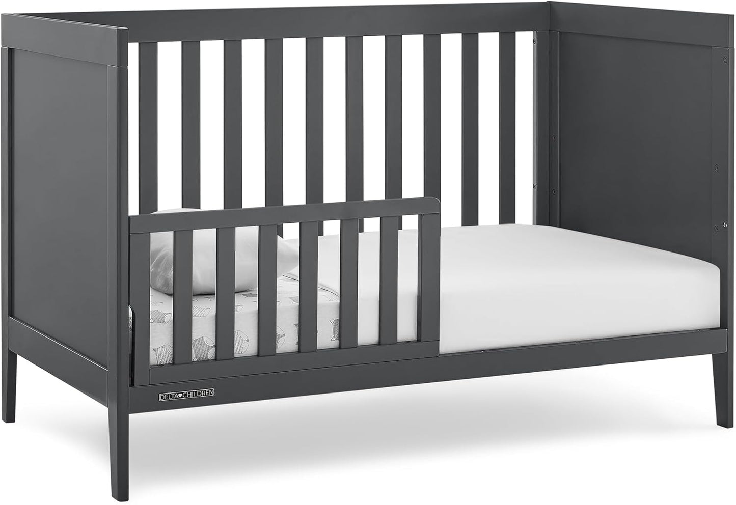 Delta Children Hayes 4-In-1 Convertible Crib - Greenguard Gold Certified, Charcoal Grey