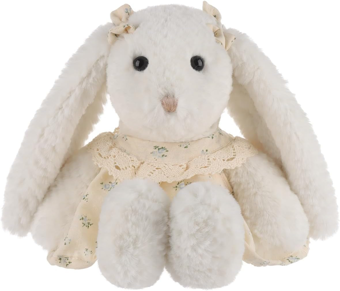 Apricot Lamb Lady Bunny Plush Stuffed Animals for Kids, Soft Cute Rabbit Plush Toys for Baby Girl and Boy, Fluffy Lady Bunny White 7.1 Inches