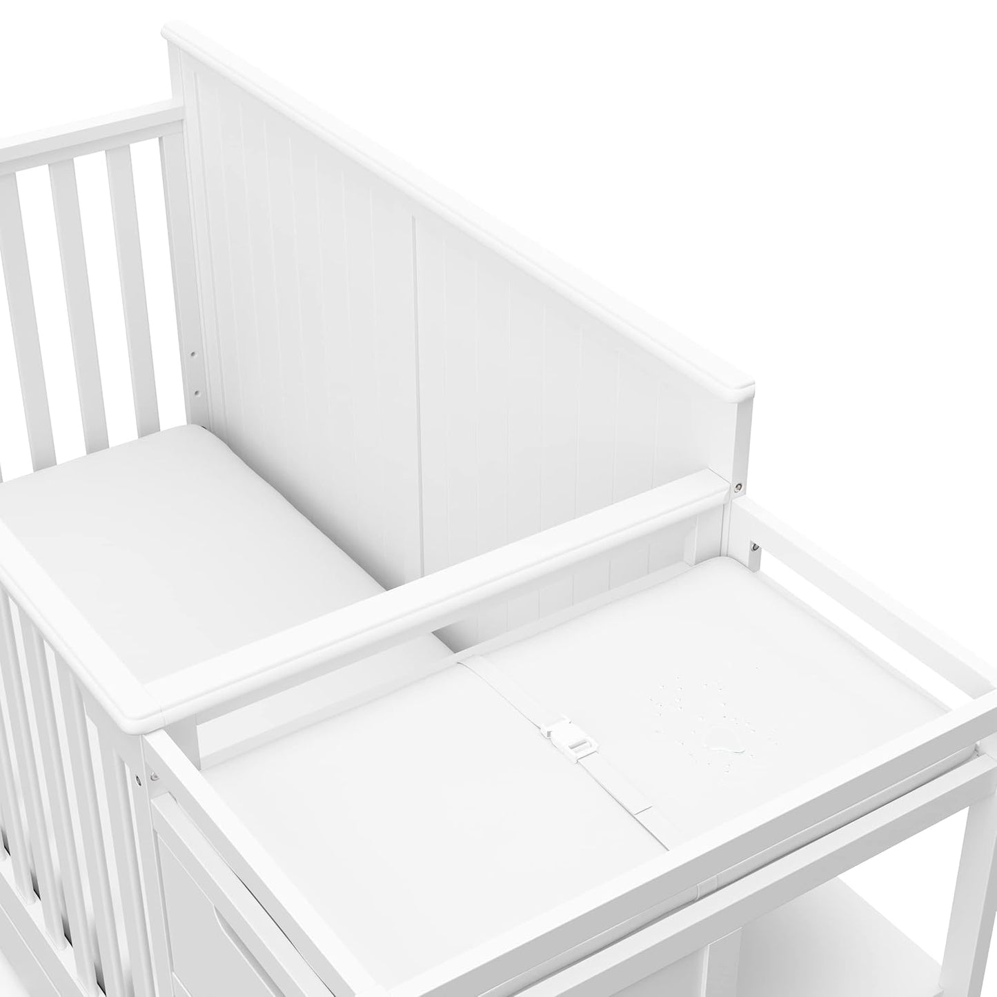 Graco Hadley 5-In-1 Convertible Crib and Changer with Drawer (White) – GREENGUARD Gold Certified, Crib and Changing -Table Combo with Drawer, Includes Baby Changing Pad, Converts to Full-Size Bed