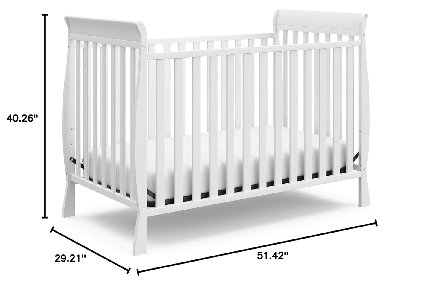 Storkcraft Maxwell Convertible Crib (White) – GREENGUARD Gold Certified, Converts to Toddler Bed and Daybed, Fits Standard Full-Size Crib Mattress, Classic Crib with Traditional Sleigh Design