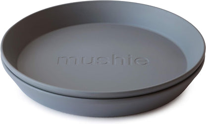 Mushie round Dinnerware Plates for Kids | Made in Denmark, Set of 2 (Smoke)