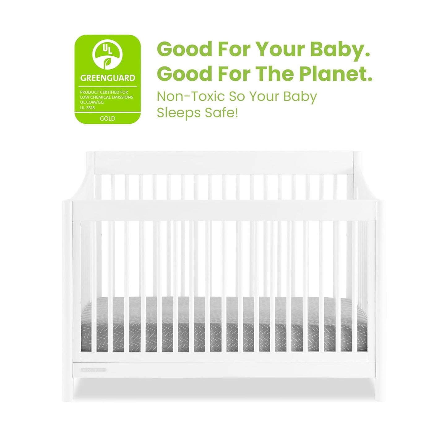 Delta Children Brooks 6-In-1 Convertible Crib - Greenguard Gold Certified, Bianca White