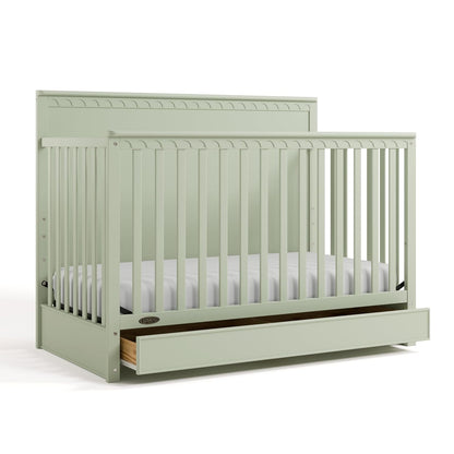 Graco Sasha 5-In-1 Convertible Crib with Storage Drawer (Blush) – GREENGUARD Gold Certified Baby Crib Crafted from Wood, Converts to Toddler Bed, Daybed, and Full-Size Bed