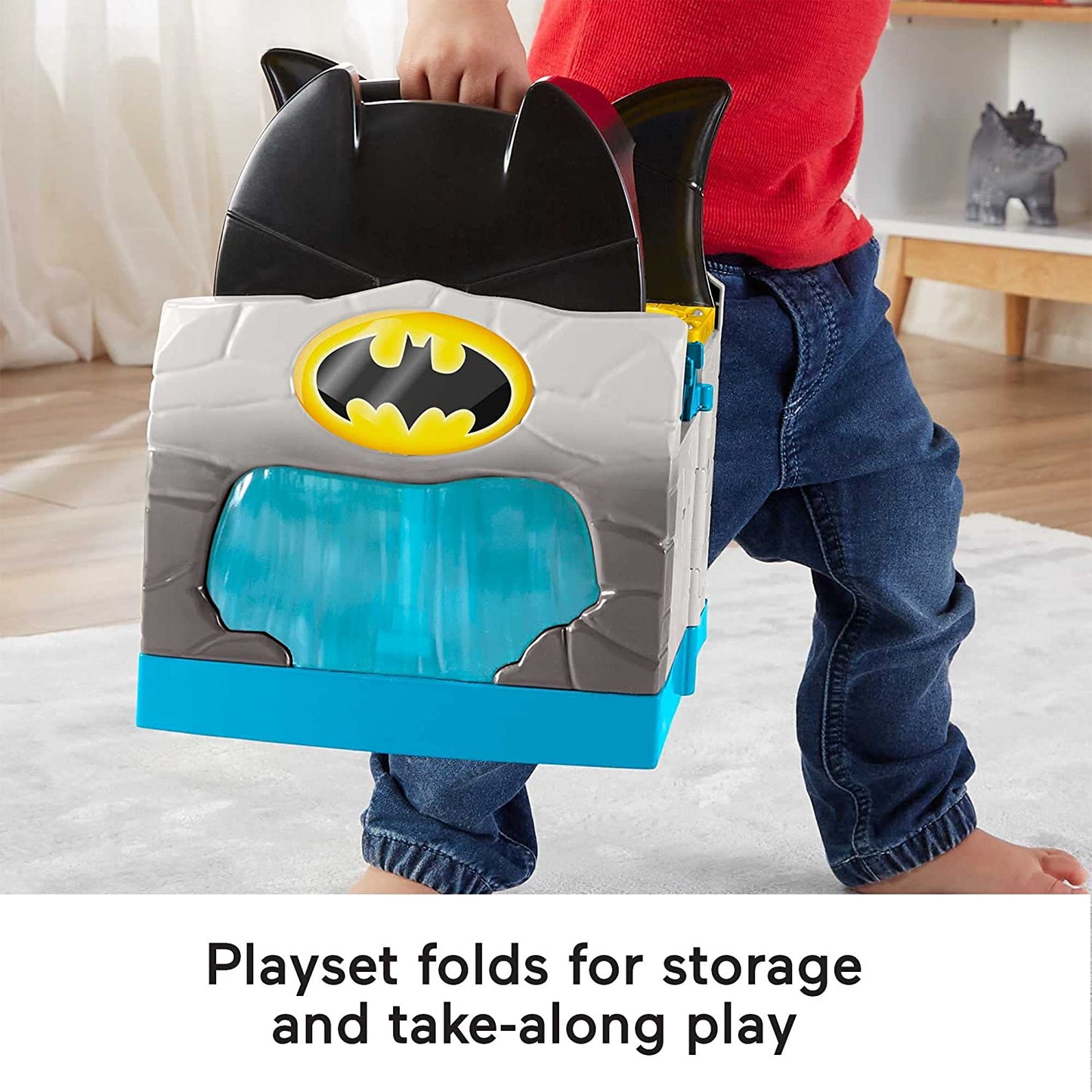 Fisher-Price Little People DC Super Friends Toddler Toy Deluxe Batcave Playset with Batman Figure for Pretend Play Ages 18+ Months (Amazon Exclusive)