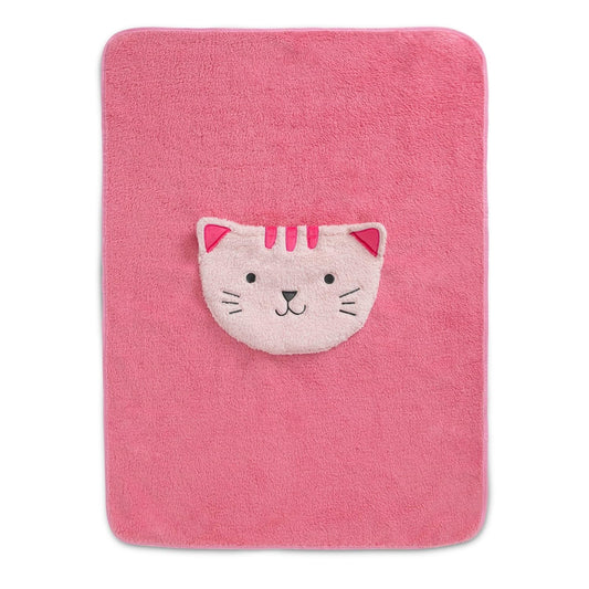 Delta Children Sherpa Throw Blanket with Storage Pocket for Kids, Magenta Cat