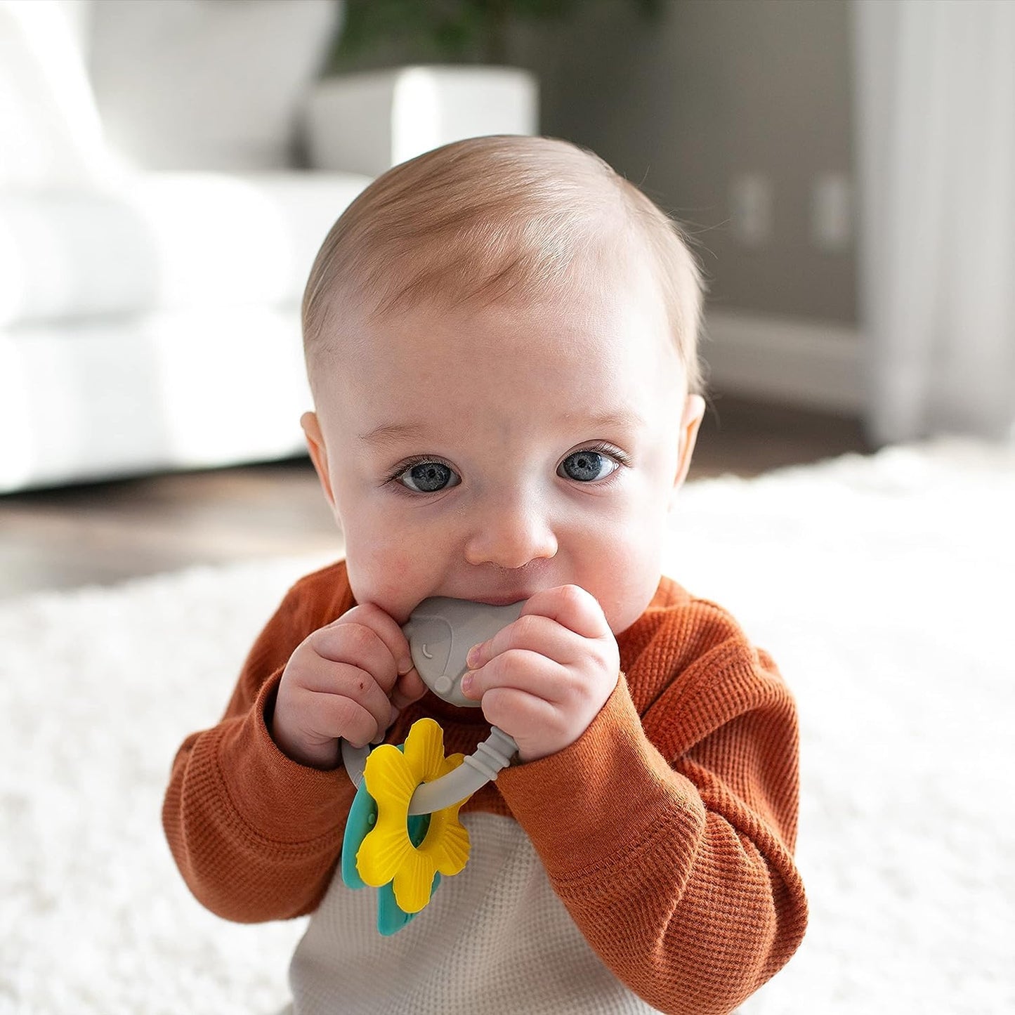 Dr. Brown'S Learning Loop Fox, Baby Teether Ring with Multiple Shapes & Textures, Soft 100% Silicone, BPA Free, 3M+