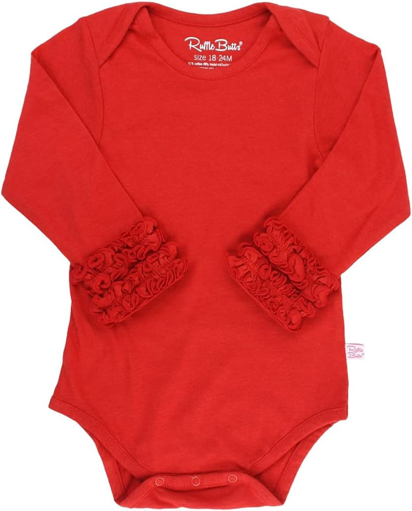 Rufflebutts Baby/Toddler Girls Knit Long Sleeve Ruffle Bodysuit with Snaps