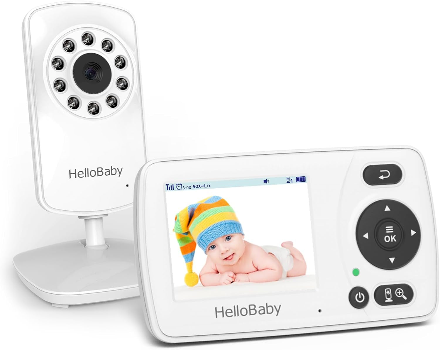 Hellobaby Monitor with Camera and Audio, 1000Ft Long Range Video Baby Monitor-No Wifi, Night Vision, VOX Mode-Power Saving, 2.4'' Portable Travel Screen, Baby Safety Camera, for Baby/Pet, Plug & Play