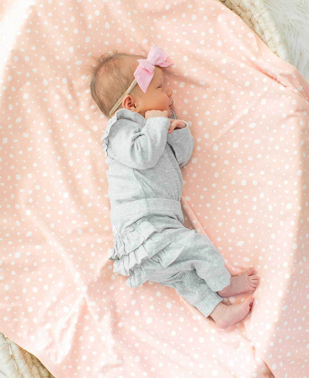 Rufflebutts Pink Fawn Dot Knit Snuggly Blanket - One Size