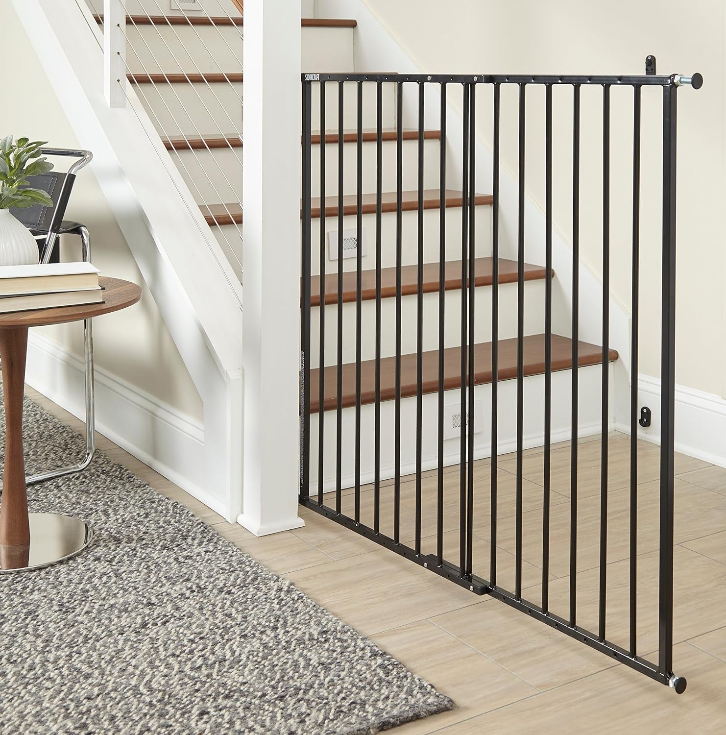 Storkcraft Easy Walk-Thru Tall Metal Safety Gate (White, Black, Gray) – 33.75 Inches Tall, Easy to Install, Pet-Friendly, Durable Metal Hardware, Ideal for Taller Children and Larger Pets