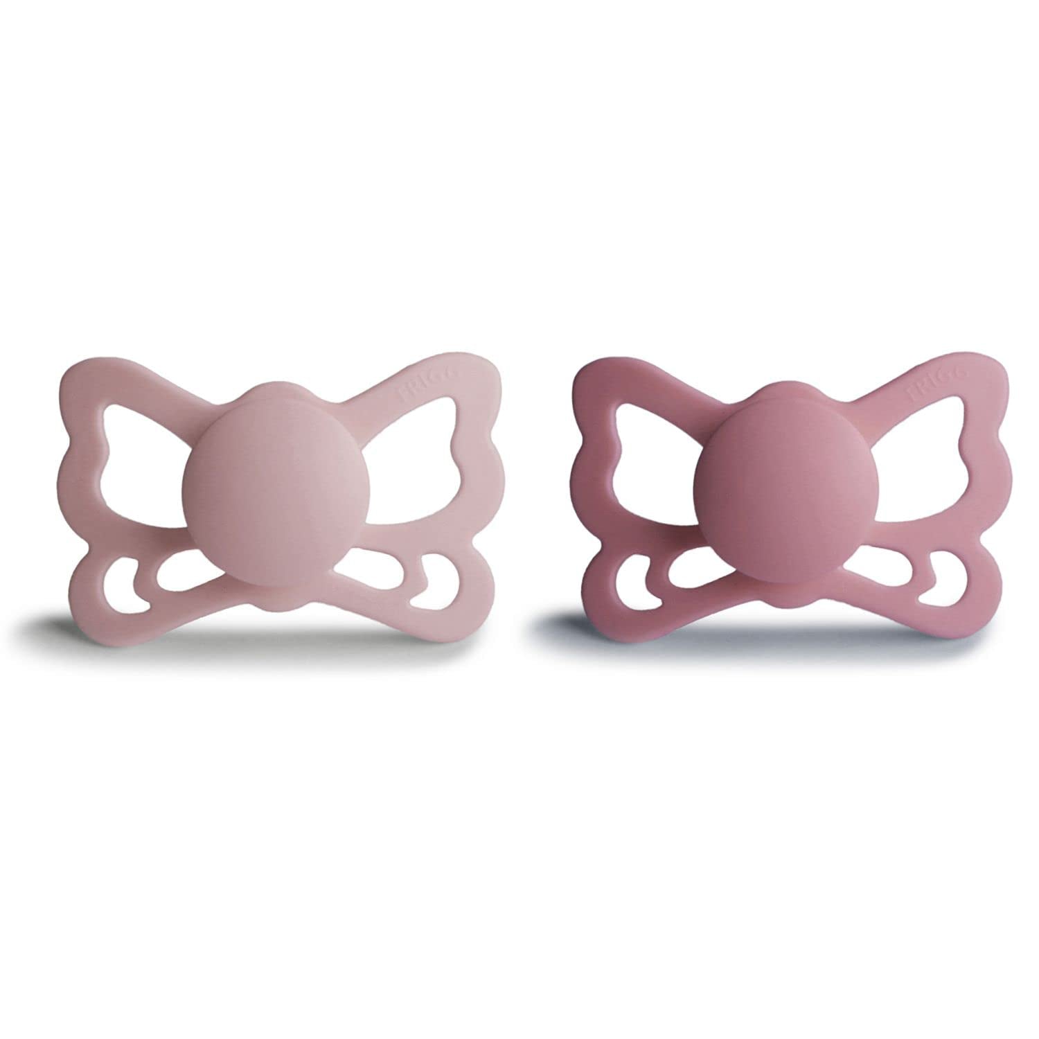 FRIGG Butterfly Anatomical Silkysoft Silicone Baby Pacifier | Made in Denmark | Bpa-Free (White Lilac/Twilight Mauve, 6-18 Months)