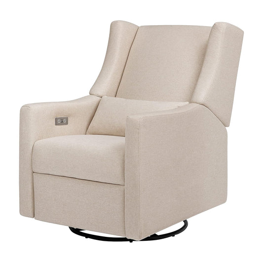 Babyletto Kiwi Electronic Power Recliner and Swivel Glider with USB Port in Performance Beach Eco-Weave, Water Repellent & Stain Resistant, Greenguard Gold and Certipur-Us Certified