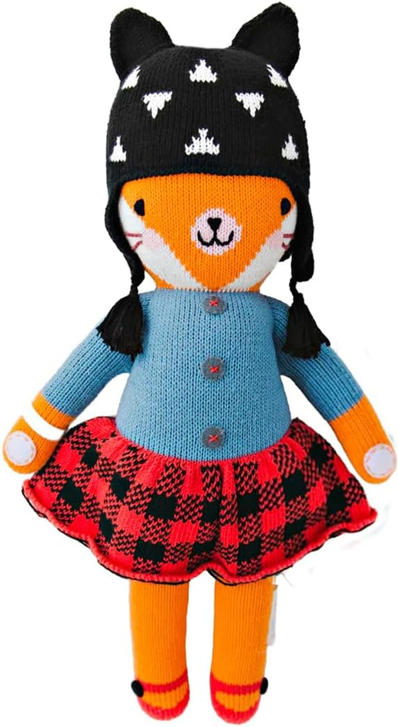 Cuddle + Kind Sadie the Fox Little 13" Hand-Knit Doll – 1 Doll = 10 Meals, Fair Trade, Heirloom Quality, Handcrafted in Peru, 100% Cotton Yarn