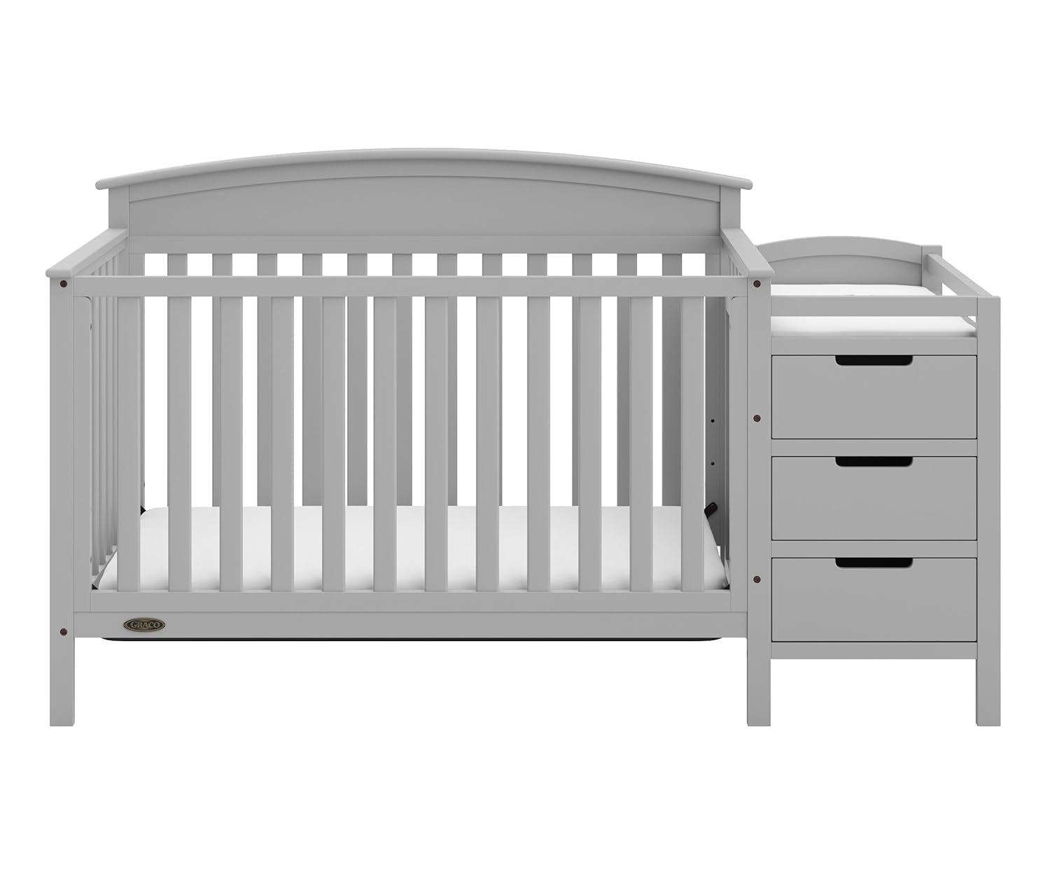 Graco Benton 5-In-1 Convertible Crib and Changer (Pebble Gray) – Crib and Changing Table Combo, Includes Water-Resistant Changing Pad, 3 Drawers, Converts to Toddler Bed, Daybed and Full-Size Bed