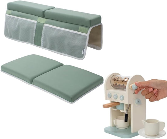 Comfortable Bath Kneeler and Elbow Rest Pad (Green) + Montessori Toy Coffee Maker for Kids Bundle