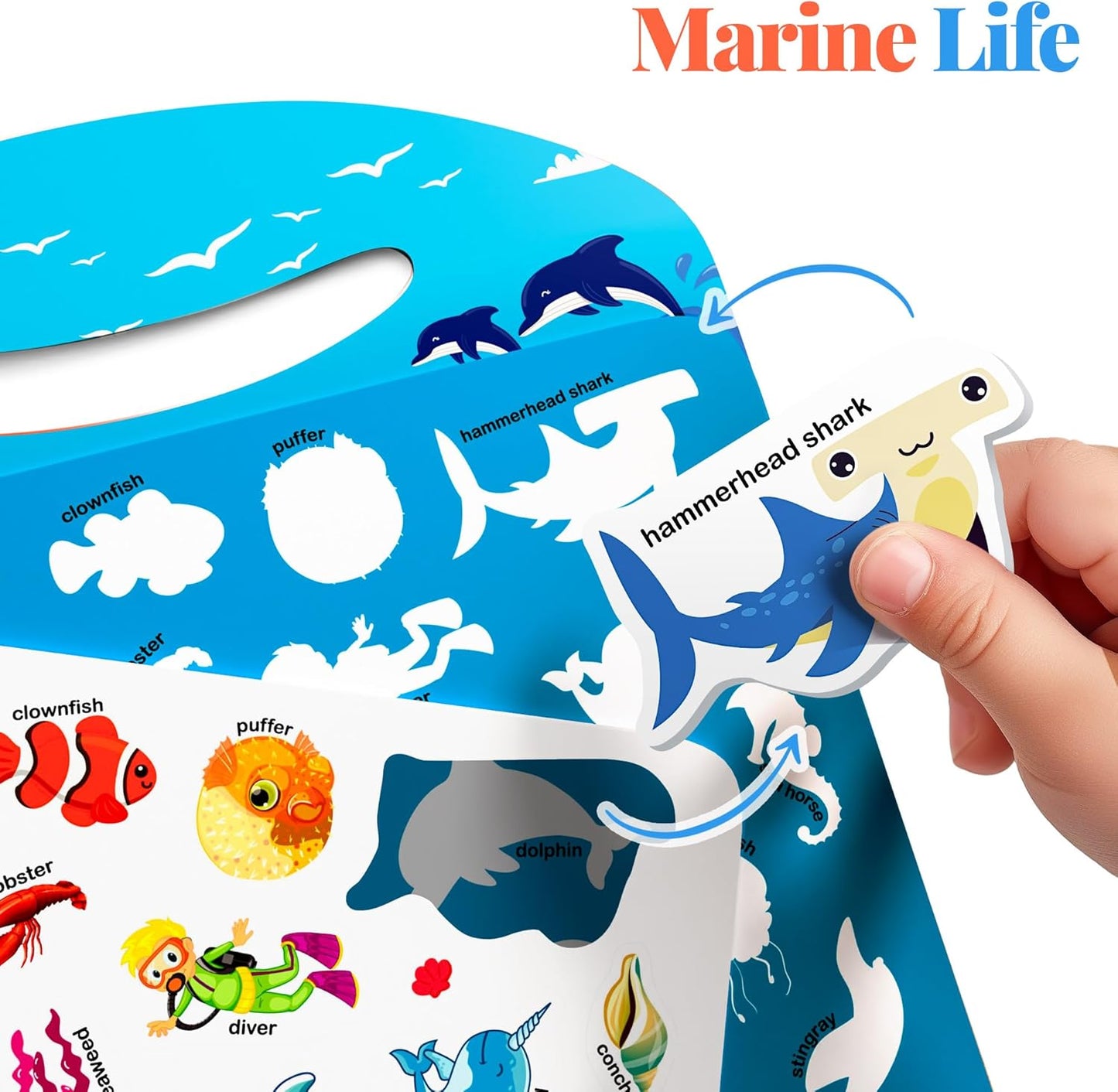 Iplay, Ilearn Kids Ocean Animal Sticker Book, Toddler Reusable Puffystickers Activity Busy Book, Preschool Learning Educational Toy, Plane Travel Party Gifts for 3 4 5 6 7 8 Year Old Boys Girls