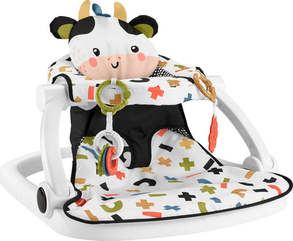 Fisher-Price Portable Baby Chair Sit-Me-Up Floor Seat with Developmental Toys and Crinkle & Squeaker Seat Pad, Panda Paws