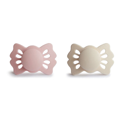 FRIGG Lucky Symmetrical Silkysoft Silicone Baby Pacifier | Made in Denmark | Bpa-Free (Cream/Blush, 0-6 Months)