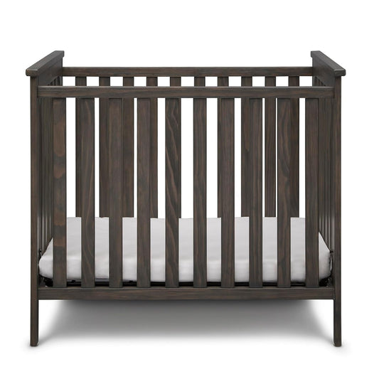 Simmons Kids Monterey Mini Crib with Mattress - Greenguard Gold Certified, Rustic Gray