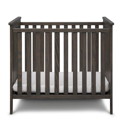 Simmons Kids Monterey Mini Crib, Rustic Gray + Quiet Nights Breathable 4-Inch Mini Crib Mattress with Removable/Machine Washable Cover (Bundle)