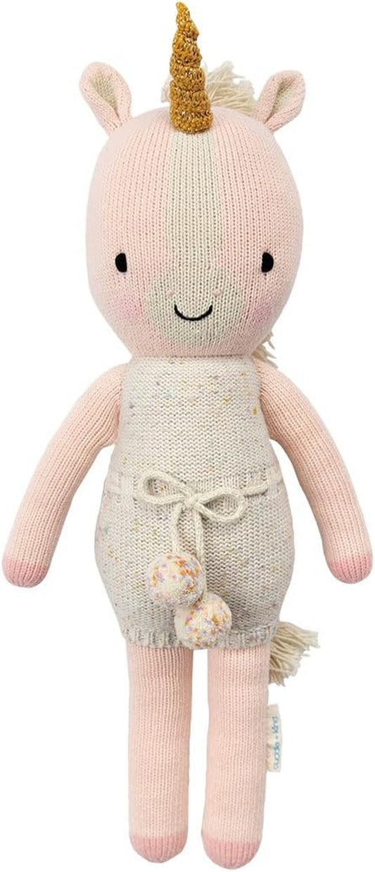 Cuddle + Kind Ella the Unicorn Little 13" Hand-Knit Doll – 1 Doll = 10 Meals, Fair Trade, Heirloom Quality, Handcrafted in Peru, 100% Cotton Yarn