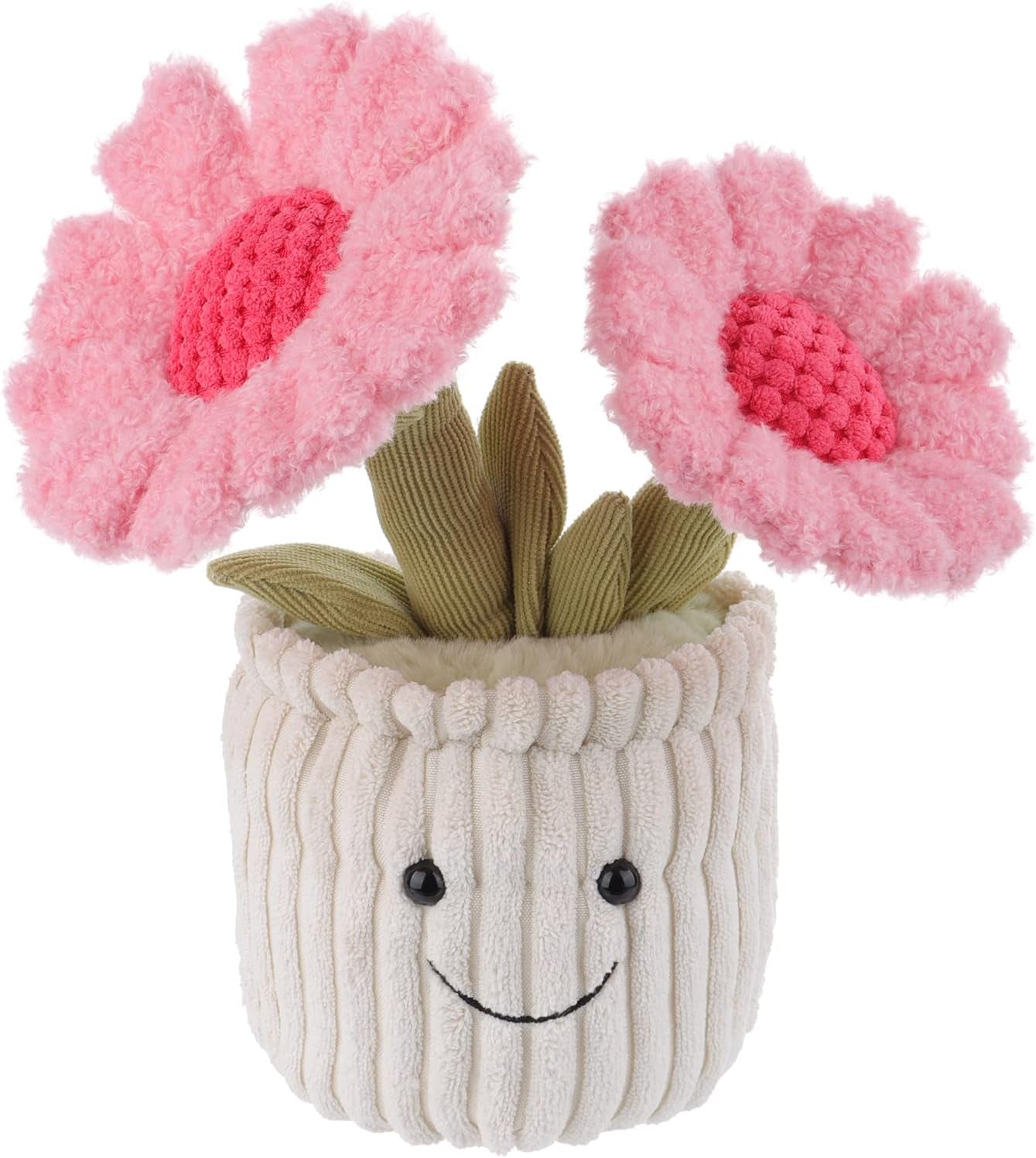 Apricot Lamb Soft Sunflower Plant Plush Toy, Stuffed Pink Flower Pot, Kawaii Plushie for Kids, 9"