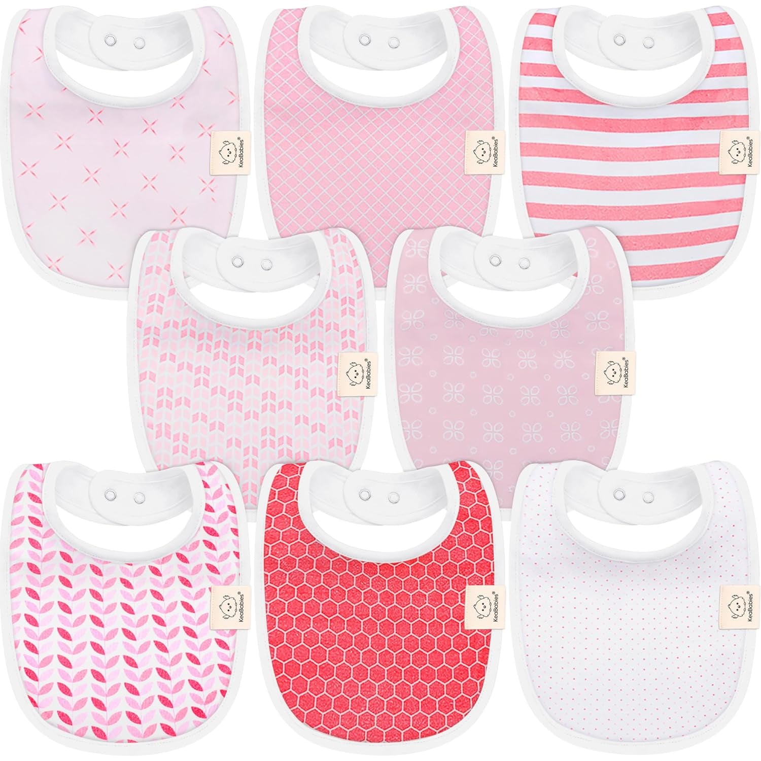 8-Pack Organic Baby Bibs for Boys, Girls - Soft Cotton Drooling and Teething Baby Bibs, Baby Girl Bibs, Baby Boy Bibs, Baby Drool Bibs for Baby Girl, Boy, Newborn Infant Bibs (Grayscale)