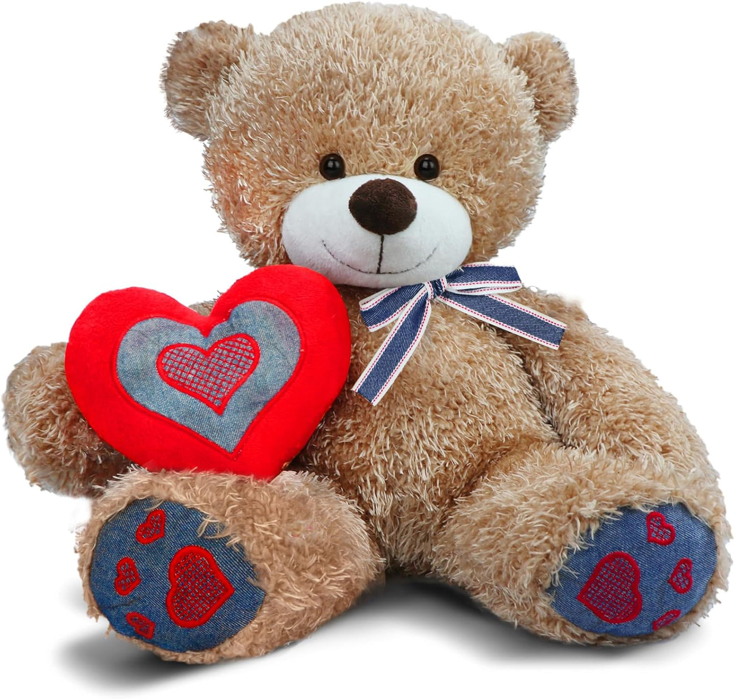 Teddy Bear Stuffed Animals, 10" Plush Stuffed Bear with Red Heart Pillow for Her/Him/Girlfriend/Boyfriend/Babies/Kids/Mom, Unique Gifts for Valentine'S Day/Anniversary/Birthday (Tan)