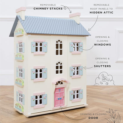 Le Toy Van - Iconic Sophie'S Large Wooden Doll House | Dream House Wooden Dolls House Play Set | Great as a Gift | Suitable for Ages 3+