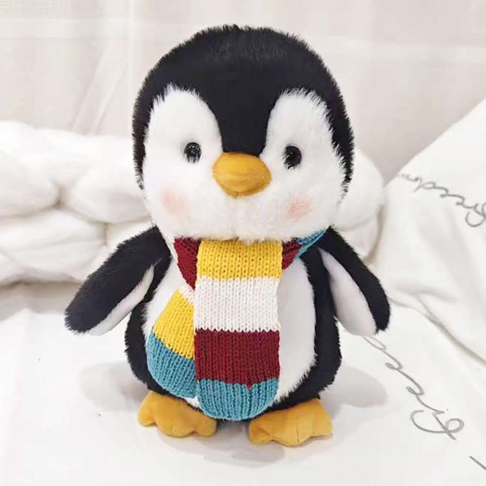 8Inch Penguin Stuffed Animal with Striped Scarf, Soft Stuffed Bear Plushie Toys, Birthday Christmas Valentine'S Day Gifts for Kid Boys Girls