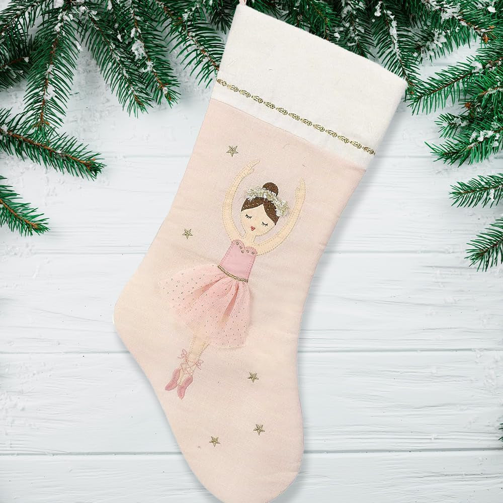 MON AMI Ballerina Christmas Stocking – 21” |Perfect for Monogramming, Christmas Décor, Christmas Socks & Decorations, for Family & Kids