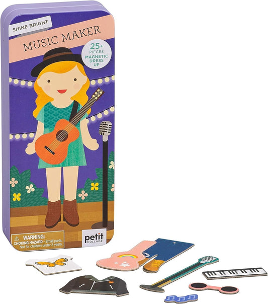 Petit Collage Magnetic Dress Up, Music Maker – Magnetic Game Board with Mix and Match Magnetic Pieces, Ideal for Ages 3+ – Includes 2 Scenes and 25 Creative Magnetic Pieces, Medium