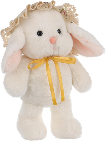 Apricot Lamb Picnic Lop-Eared Rabbit Plush Stuffed Animals for Kids, Soft Cute Rabbit Plush Toys for Baby Girl and Boy, Fluffy Picnic Lop-Eared Rabbit White 8.3 Inches