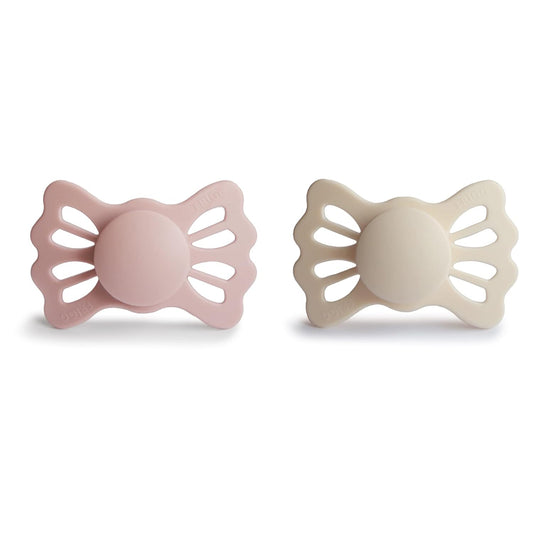 FRIGG Lucky Symmetrical Silkysoft Silicone Baby Pacifier | Made in Denmark | Bpa-Free (Cream/Blush, 6-18 Months)