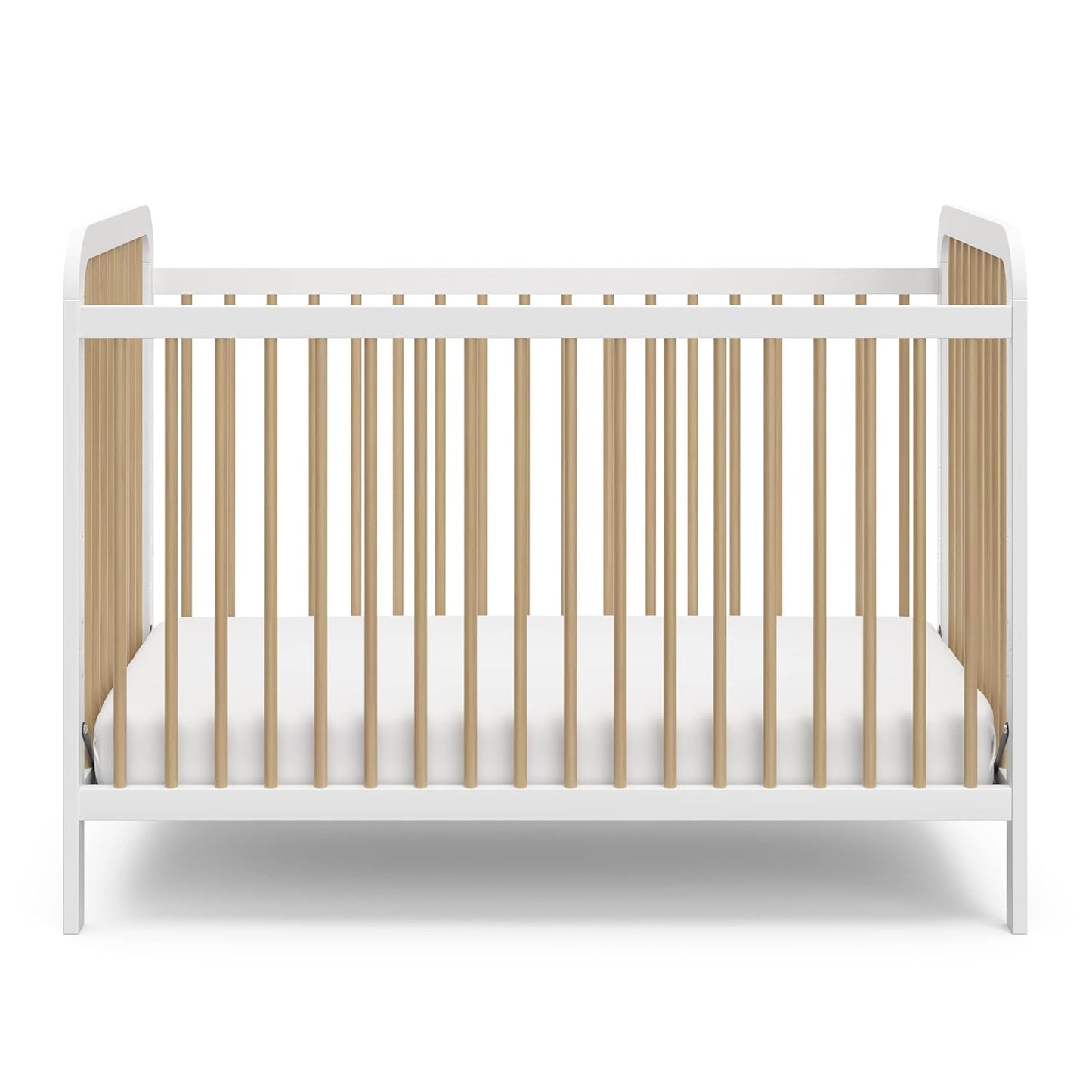 Storkcraft Pasadena 3-In-1 Convertible Crib (White with Driftwood) – GREENGUARD Gold Certified, Converts to Daybed and Toddler Bed, Fits Standard Full-Size Crib Mattress, Adjustable Mattress Height