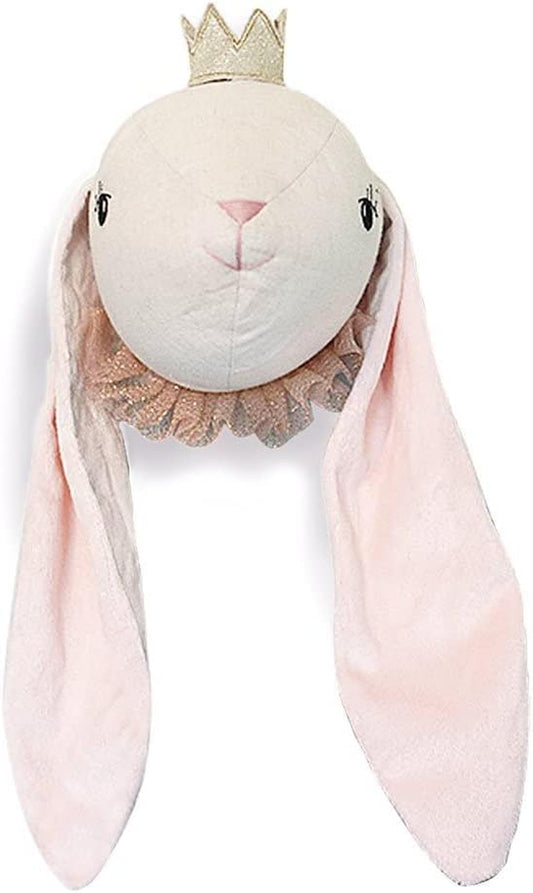 MON AMI Princess Bunny Stuffed Animal Head Wall Mount - 7", Elegant Children’S Bedroom Wall Mount, Home Decor, Kids Decor, Nursery Decor