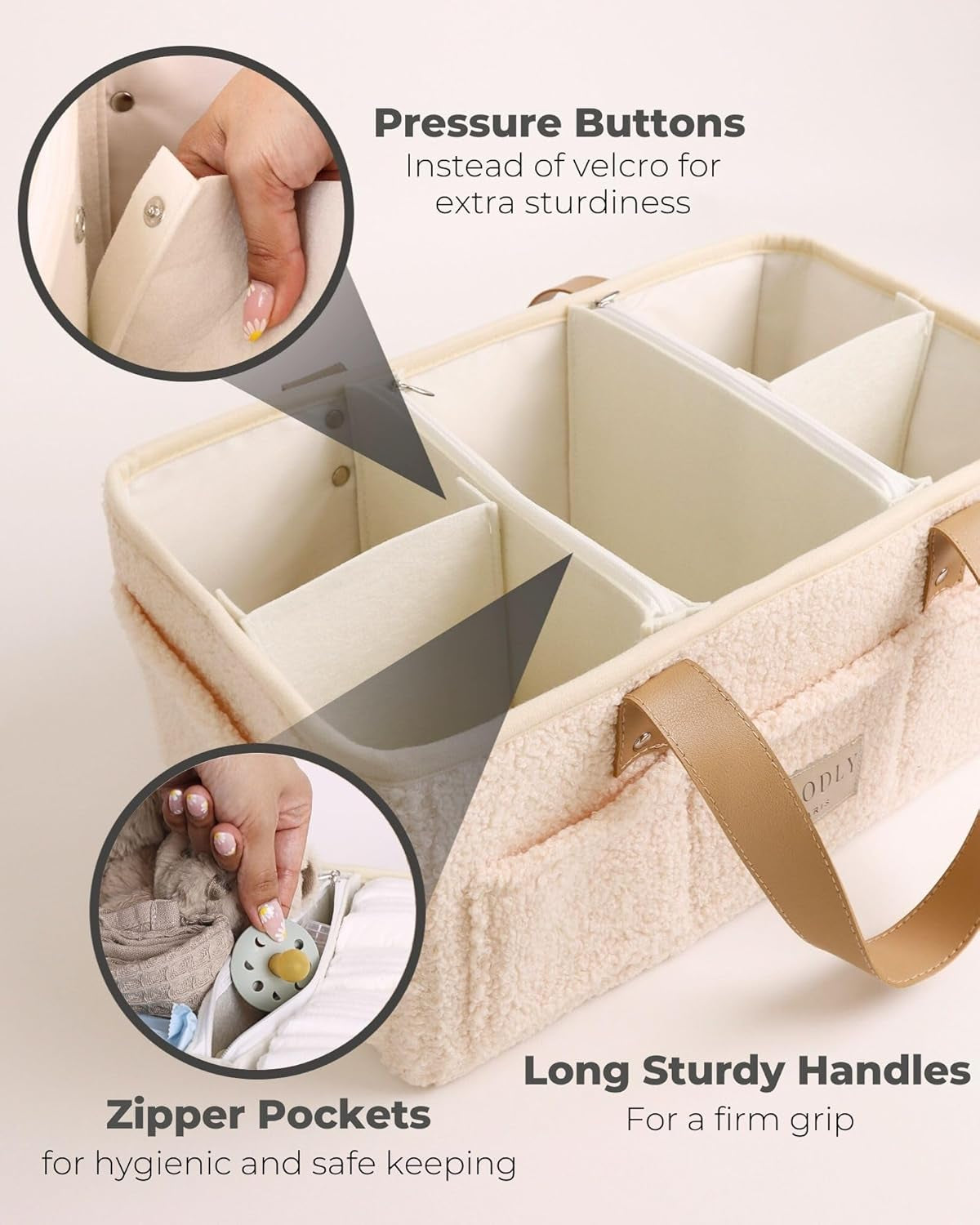 Bath Kneeler and Elbow Rest Pad (Beige) & Sherpa Baby Diaper Caddy Organizer Bundle