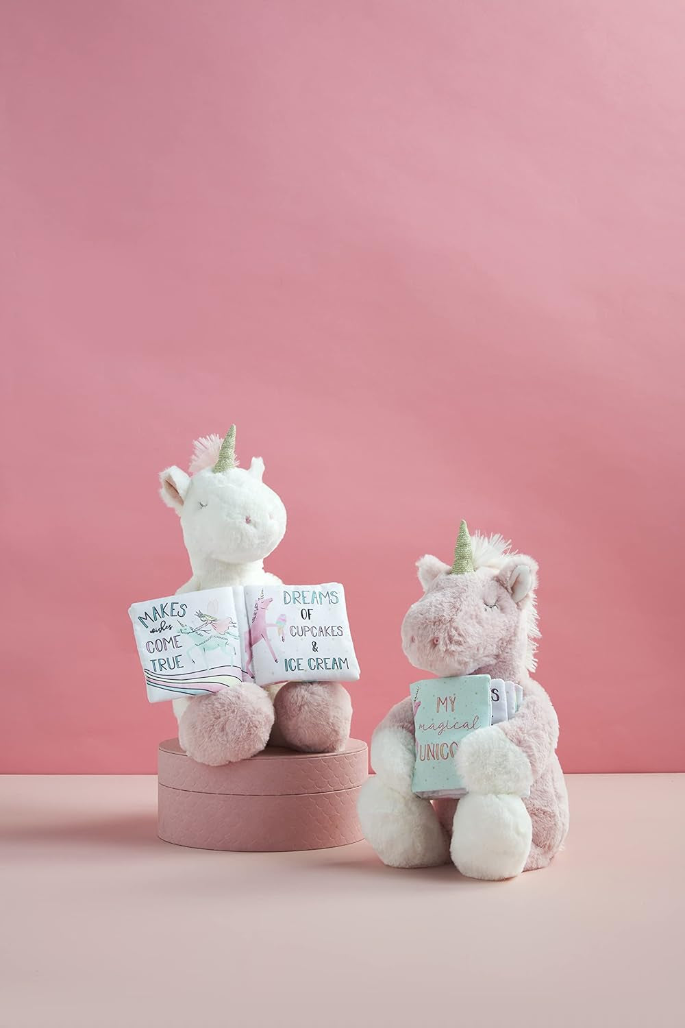 Mud Pie Children'S Ivory Plush Unicorn with Book, Pink