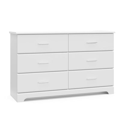 Storkcraft Brookside 6 Drawer Double Dresser (White) – GREENGUARD Gold Certified, Dresser for Nursery, Kids, Chest of Drawers