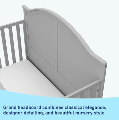 Graco Wilfred 5-In-1 Convertible Crib (Pebble Gray) – GREENGUARD Gold Certified, Converts to Toddler Bed and Full-Size Bed, Fits Standard Full-Size Crib Mattress, Adjustable Mattress Support Base