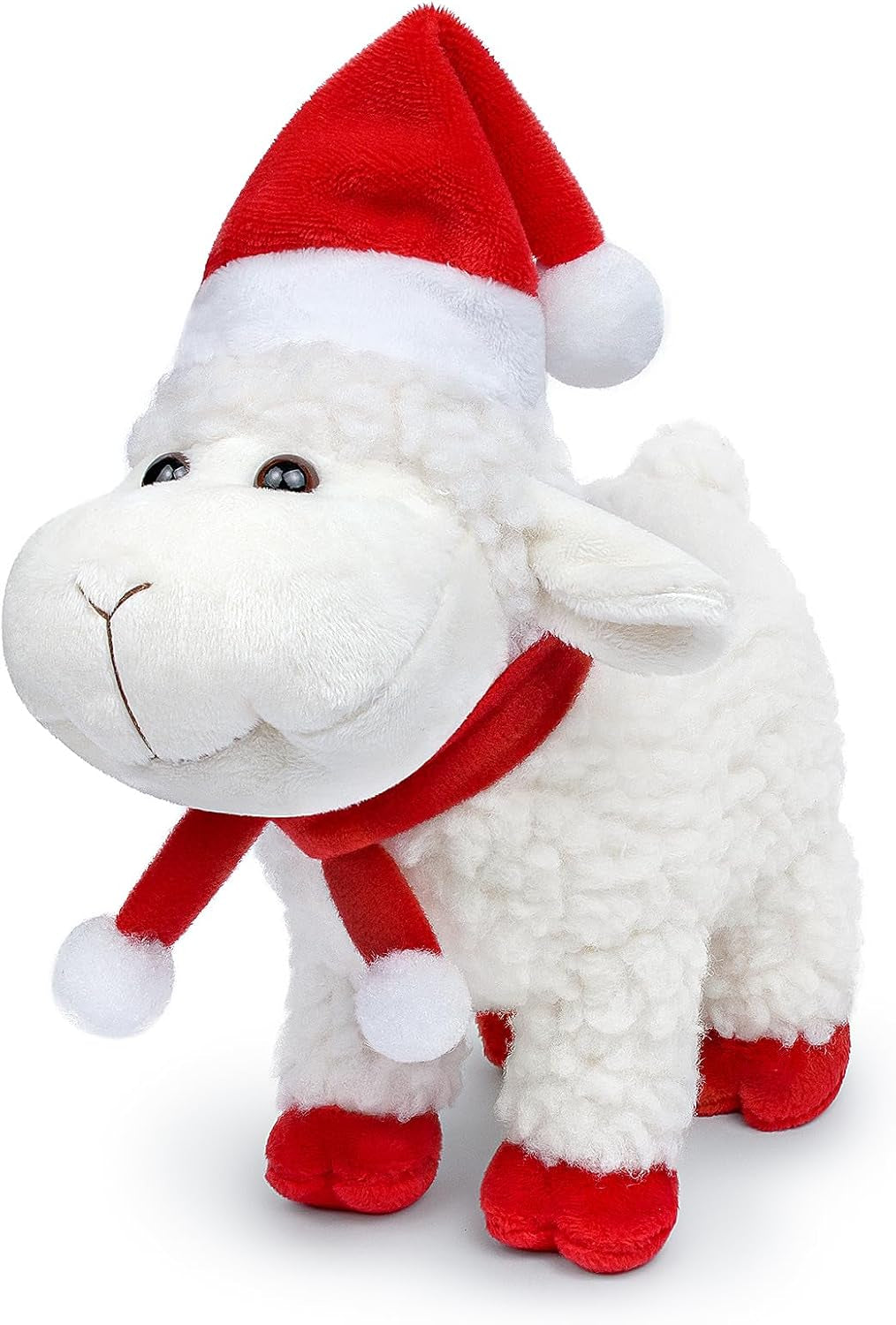 Tiny Heart Cute Lamb Plush Toy 18Cm/7”, Stand Cuddly Stuffed Animal Christmas Sheep Plush Toy, Super Soft Sheep Plush Home Decoration Animal Toys, Gift for Friends and Kids Red