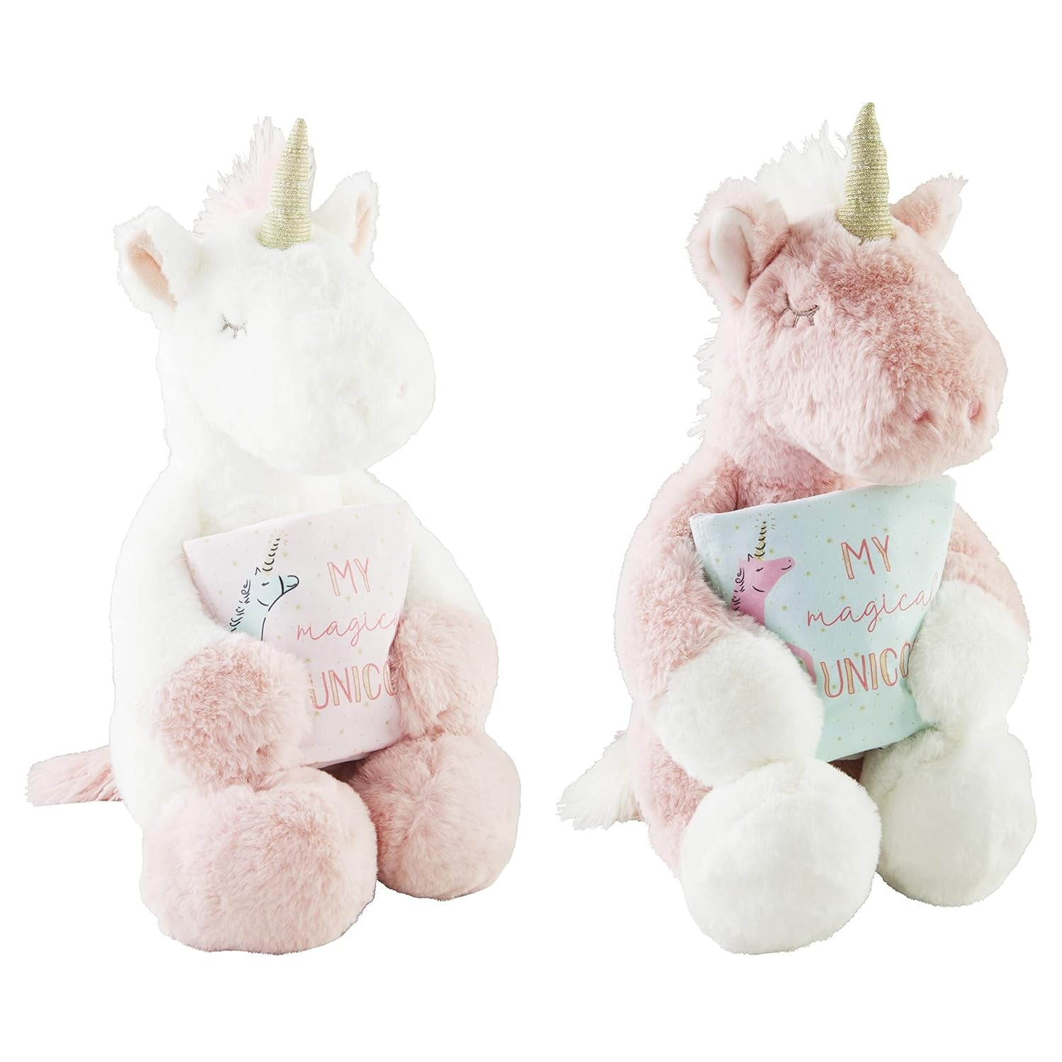 Mud Pie Children'S Ivory Plush Unicorn with Book, Pink