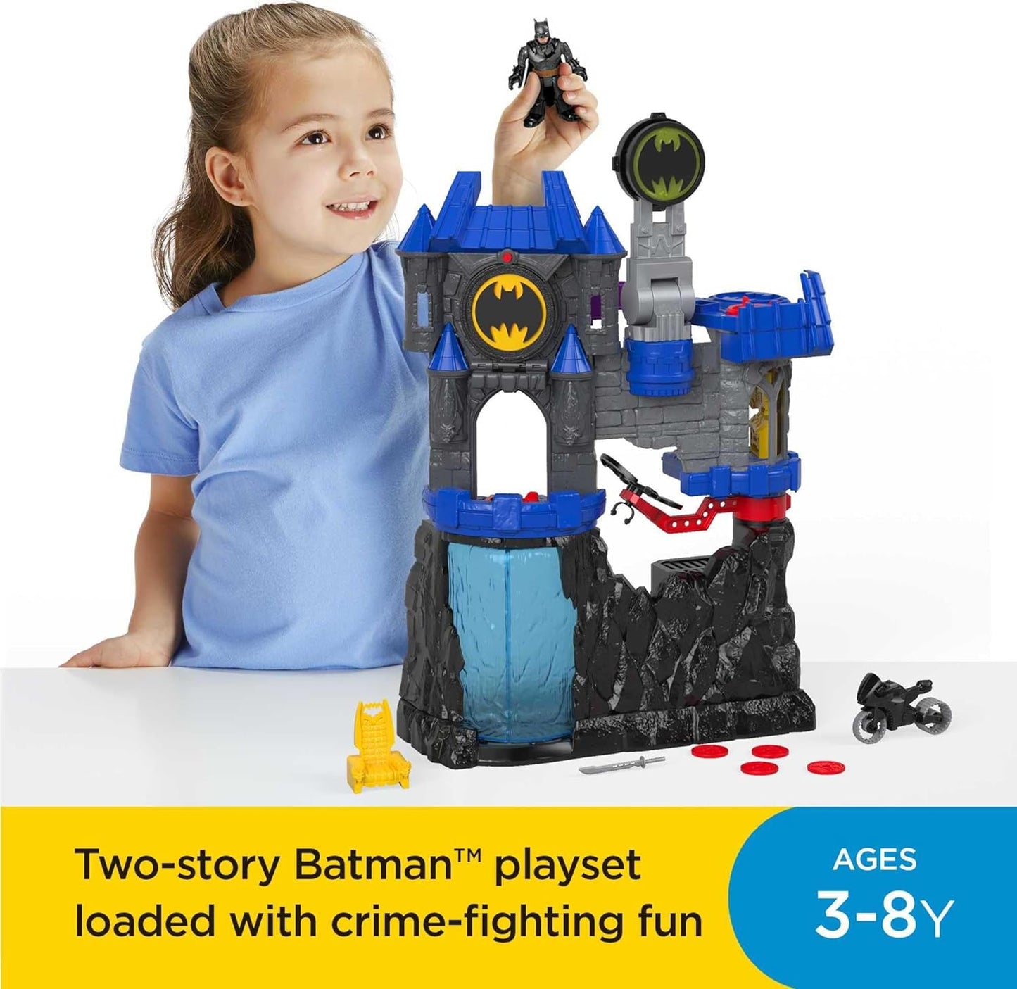 Fisher-Price Imaginext DC Super Friends Batman Toy, Wayne Manor Batcave Playset with Figure & Batcyle for Pretend Play Kids Ages 3+ Years (Amazon Exclusive)