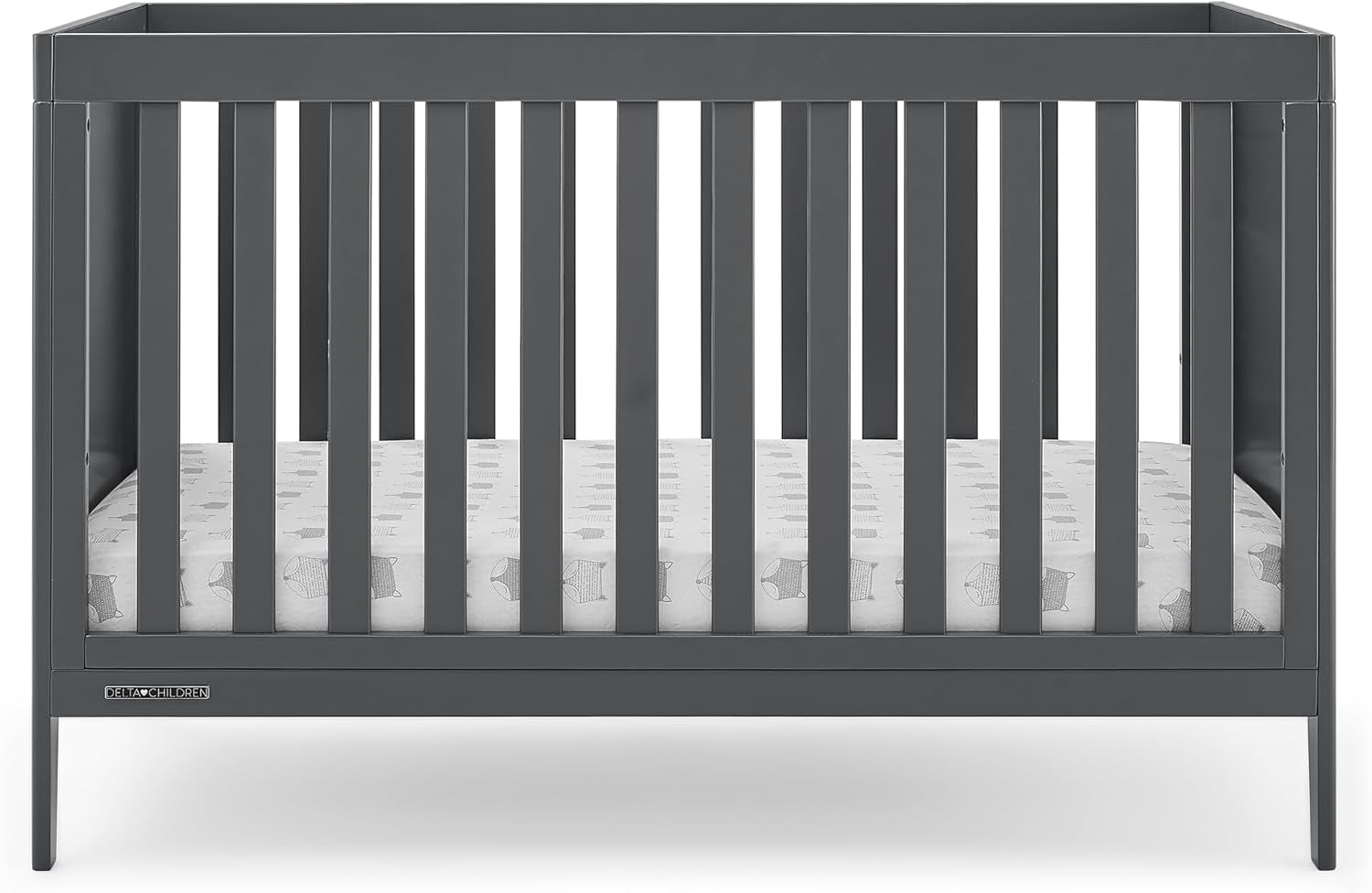 Delta Children Hayes 4-In-1 Convertible Crib - Greenguard Gold Certified, Charcoal Grey