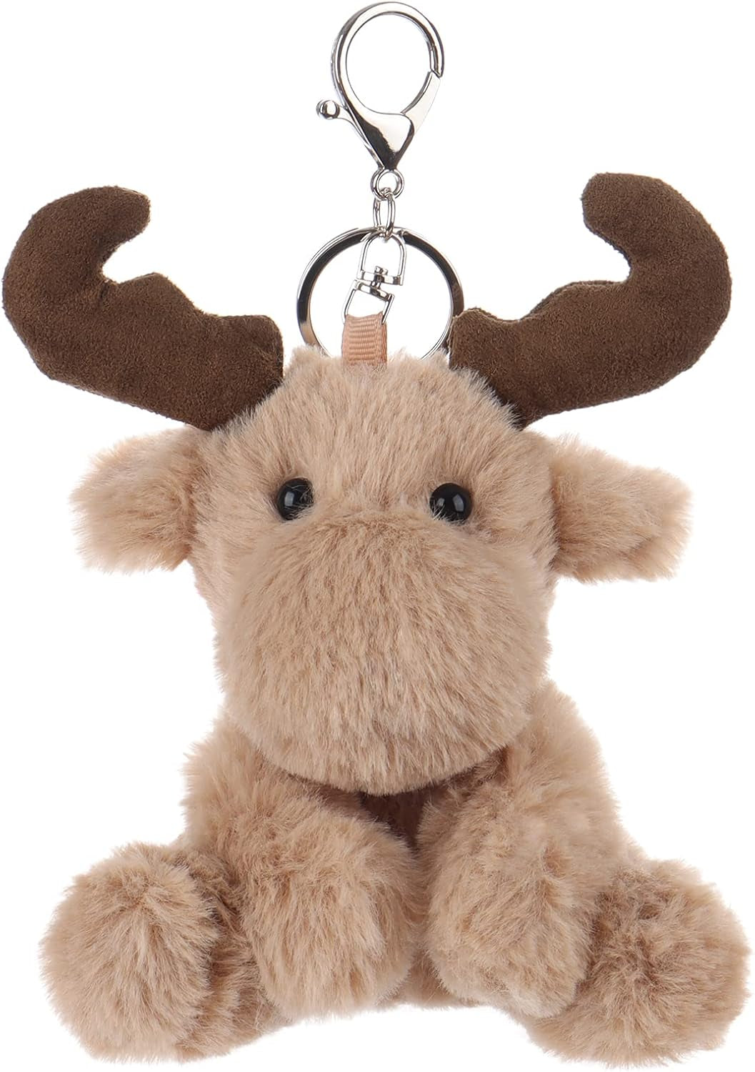 Apricot Lamb Cute Toys Plush Brown Reindeer Stuffed Animal Soft Keychain for Kids Bag, Purse, Backpack, Handbag (Smart Reindeer ，6 Inches)