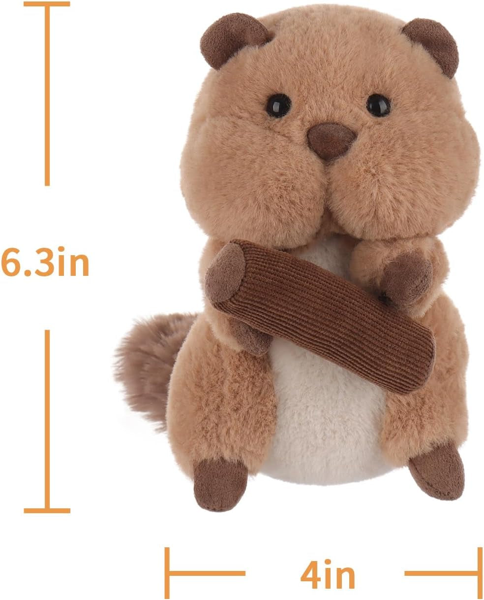 Apricot Lamb Bashful Beaver Plush Stuffed Animals for Kids, Soft Cute Plush Toys for Baby Girl and Boy, Fluffy Bashful Beaver Brown 6.3 Inches