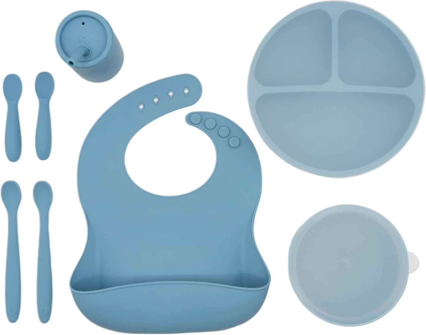 Weesprout Baby Led Weaning Bundle, Silicone Suction Bowl, Spoons, Bib & Cup, Develops Self Feeding Skills, Dishwasher Safe (Mint)